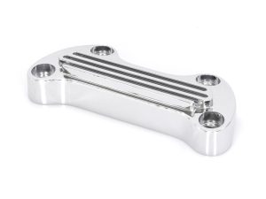 Finned Handlebar Top Clamp - Chrome. Fits HD Big Twin 1974up & Sportster 1974-2021.